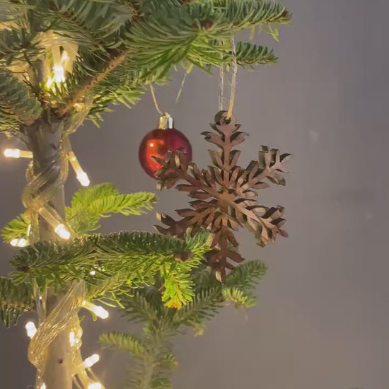 Olive Wood Snowflake Christmas Ornaments, Wooden Christmas Ornaments