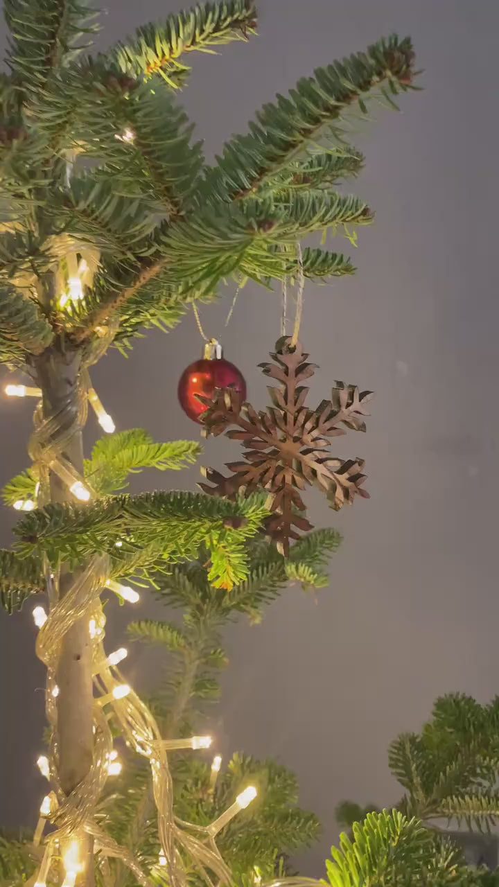 Olive Wood Snowflake Christmas Ornaments, Wooden Christmas Ornaments