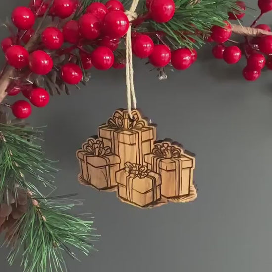 Olive Wood Unique Christmas Ornaments | Wooden Christmas Ornaments Unique Shapes Engraved | Christmas Gift | Gingerbread Ornament