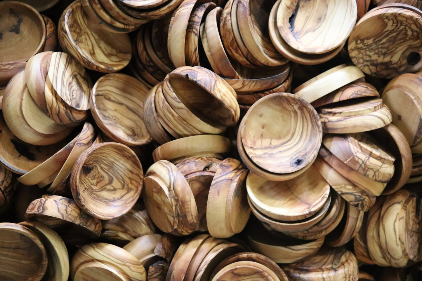 Deformed Olive Wood Mini Bowls in Bulk, Rustic Tiny Dishes