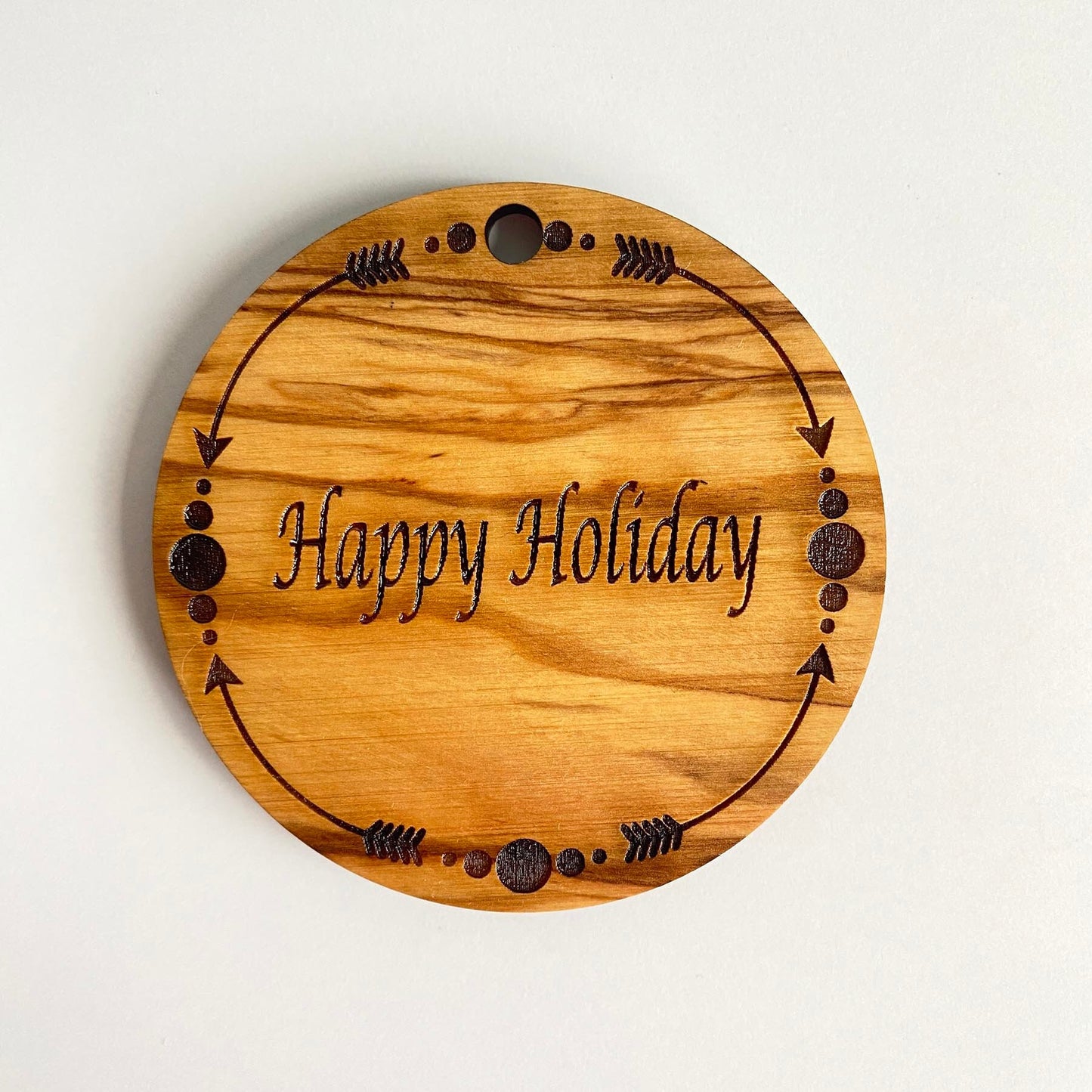 Olive Wood Christmas Ornaments, Wooden Engraved Ornaments Set, Olive Wood Christmas Favors Bundle