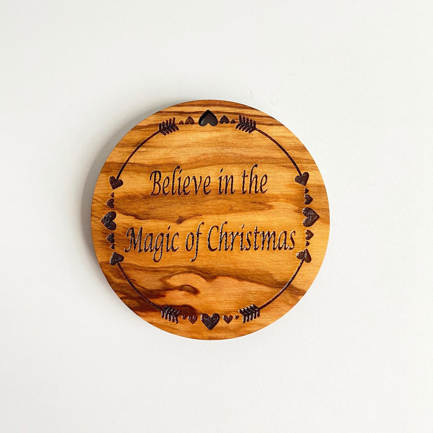 Olive Wood Christmas Ornaments, Wooden Engraved Ornaments Set, Olive Wood Christmas Favors Bundle