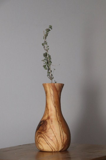 Handcrafted Olive Wood Vase | Natural Elegance for your Home Decor