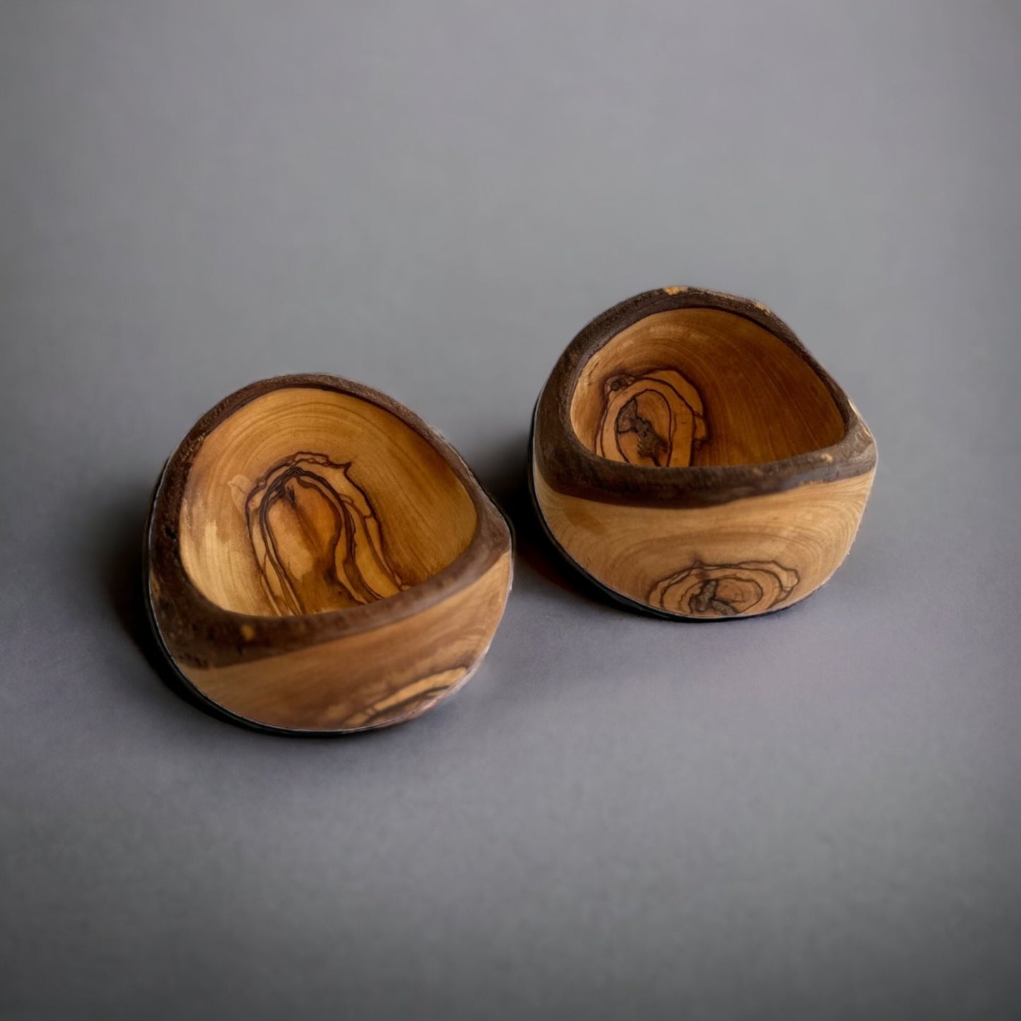 Olive Wood Rustic Bowls, Natural Wooden Edge Bowl 10 cm / 3,94 "