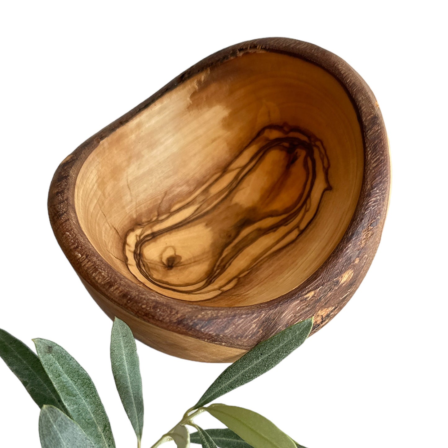 Olive Wood Rustic Bowls, Natural Wooden Edge Bowl 10 cm / 3,94 "