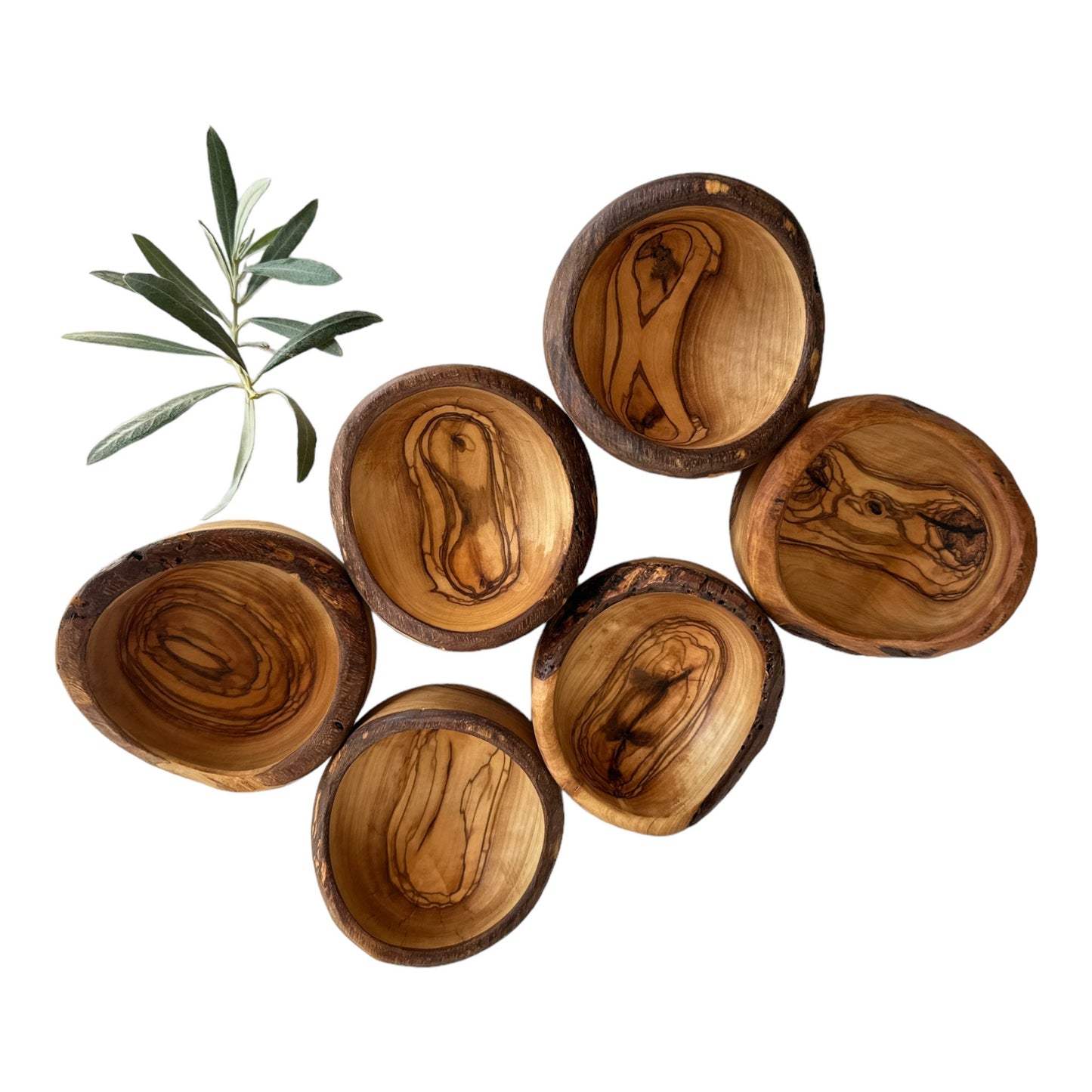 Olive Wood Rustic Bowls, Natural Wooden Edge Bowl 10 cm / 3,94 "