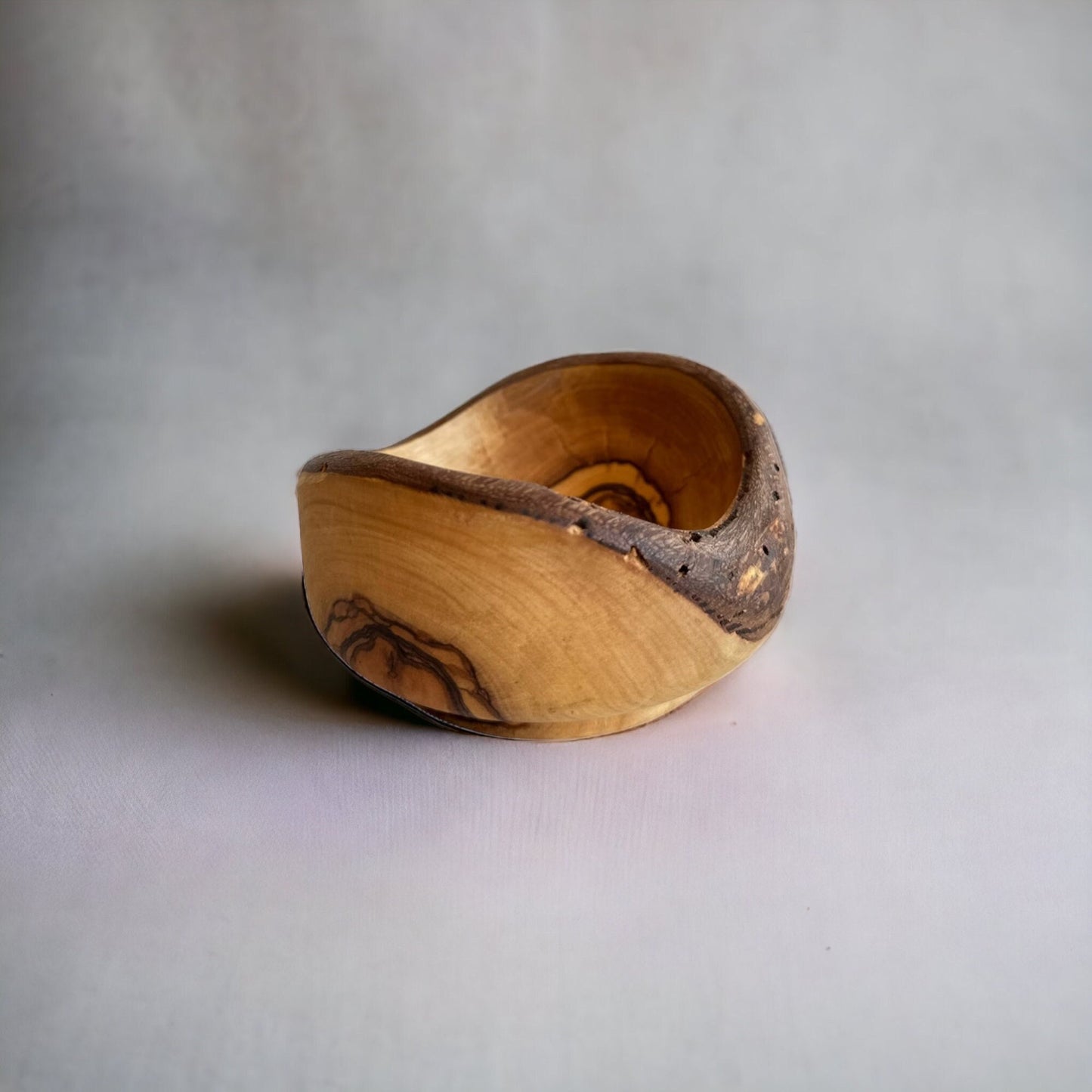 Olive Wood Rustic Bowls, Natural Wooden Edge Bowl 10 cm / 3,94 "